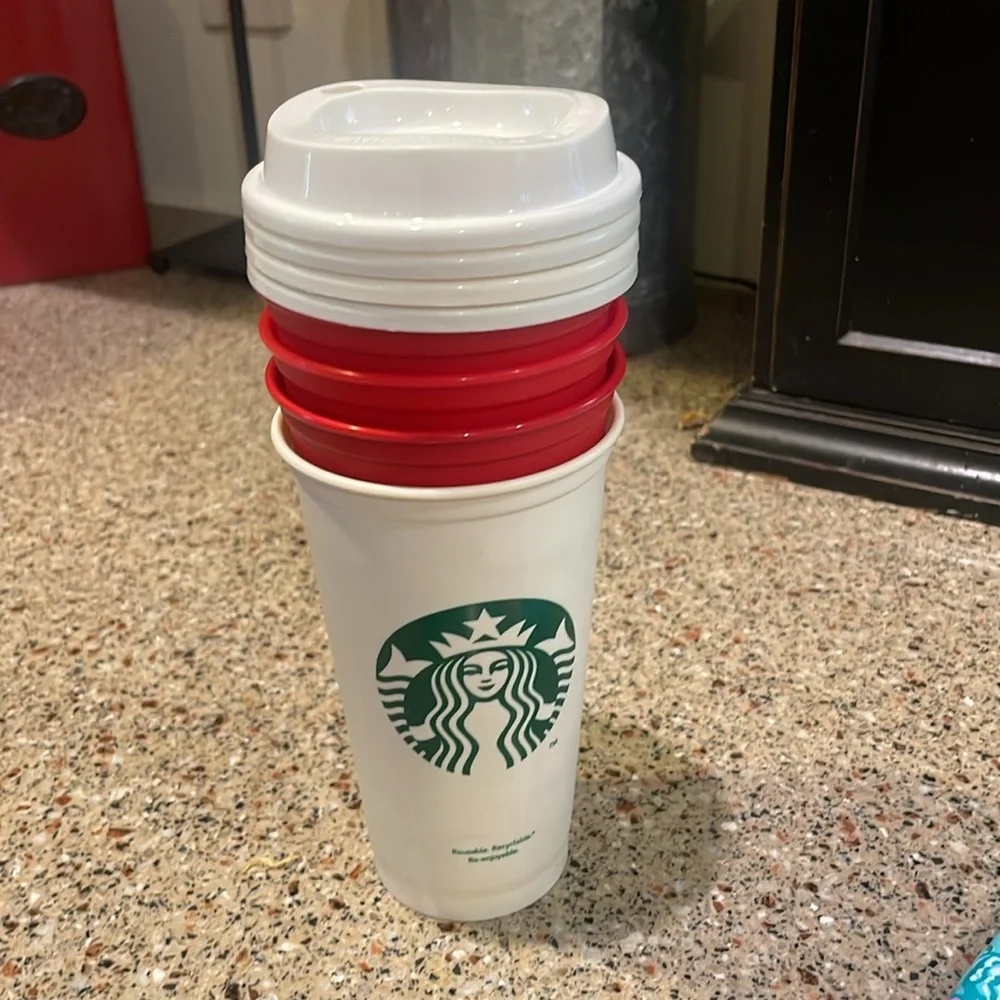 Starbucks Coffee Cups Lid Set Reusable Recyclable Collection Daily Use Beverages